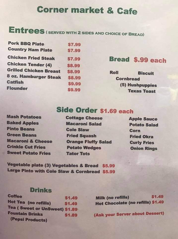 Corner Market and Cafe - Mouth of Wilson, VA menu_pic