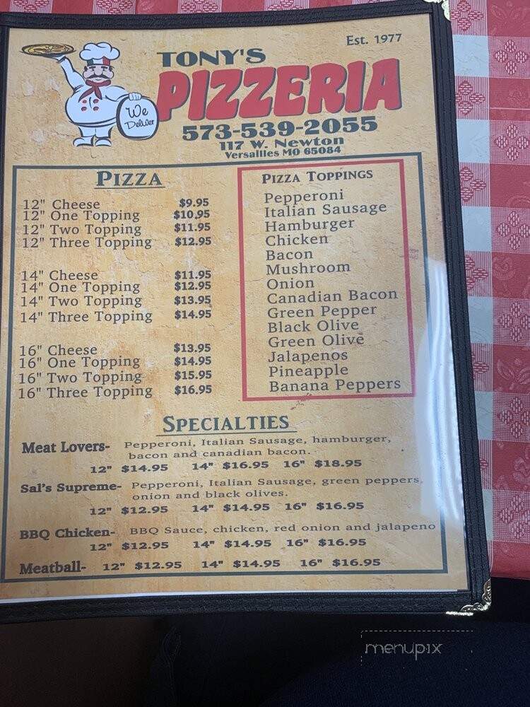 Tony's Pizzeria - Versailles, MO