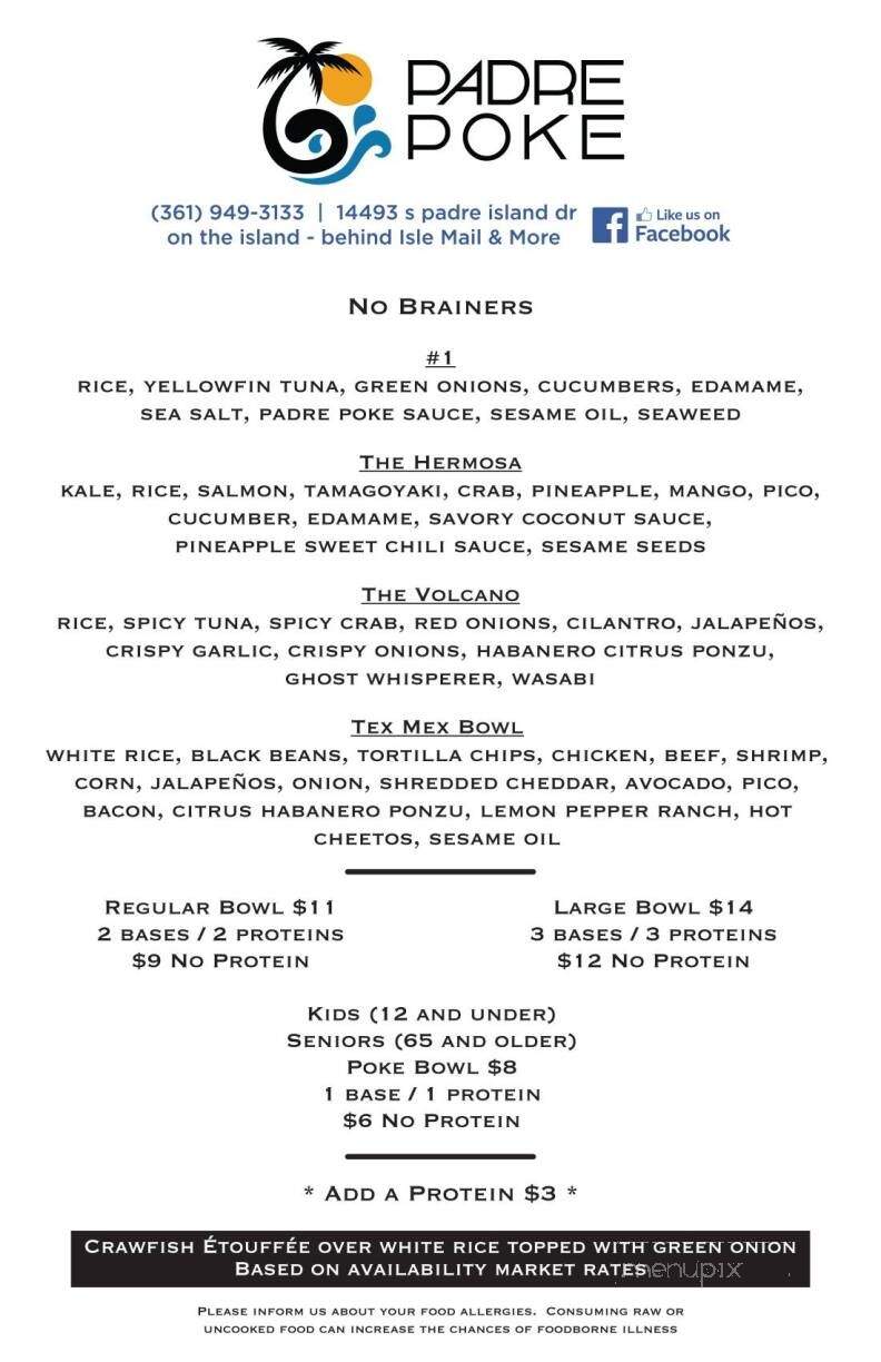 Padre Poke - Corpus Christi, TX menu_pic