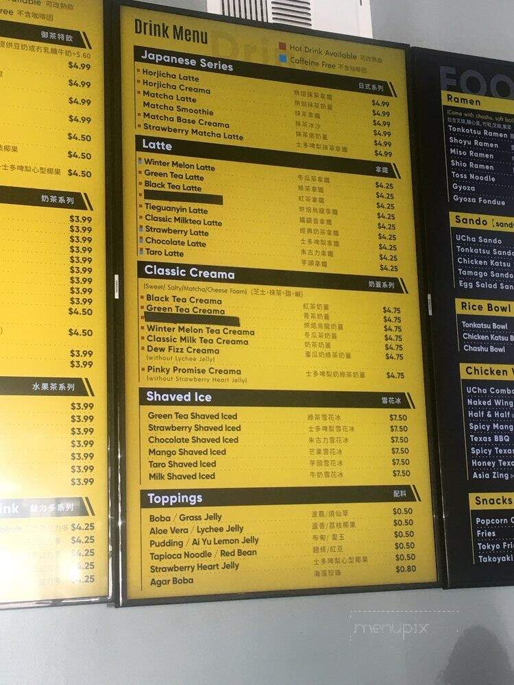 U Cha - Castro Valley, CA menu_pic