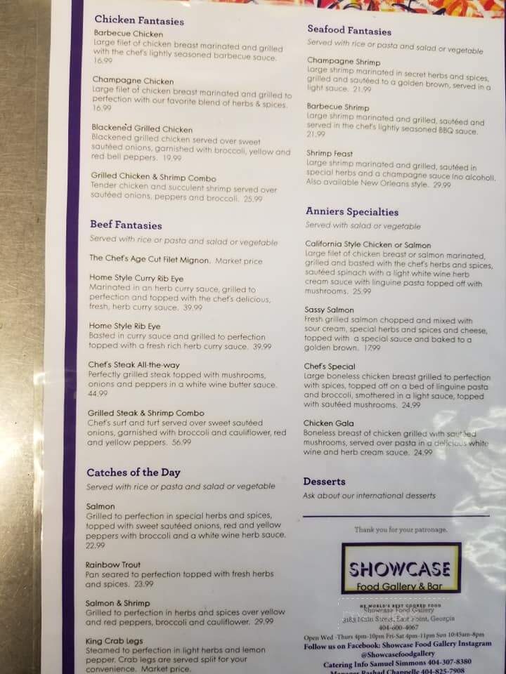Showcase Eatery - College Park, GA menu_pic