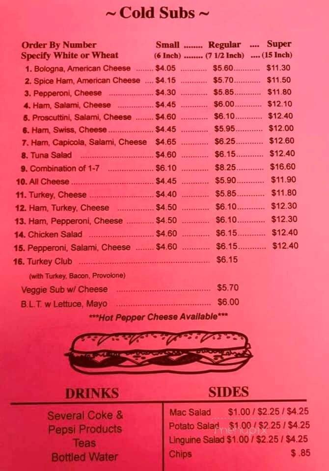 Sal Mari's Sub Shops - East Liverpool, OH menu_pic