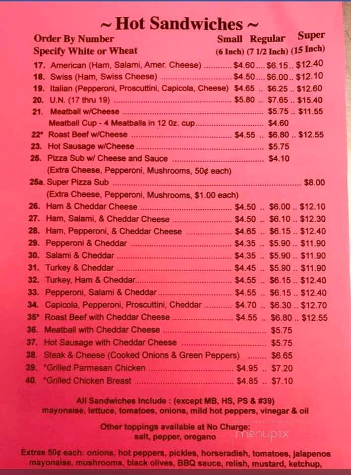 Sal Mari's Sub Shops - East Liverpool, OH menu_pic