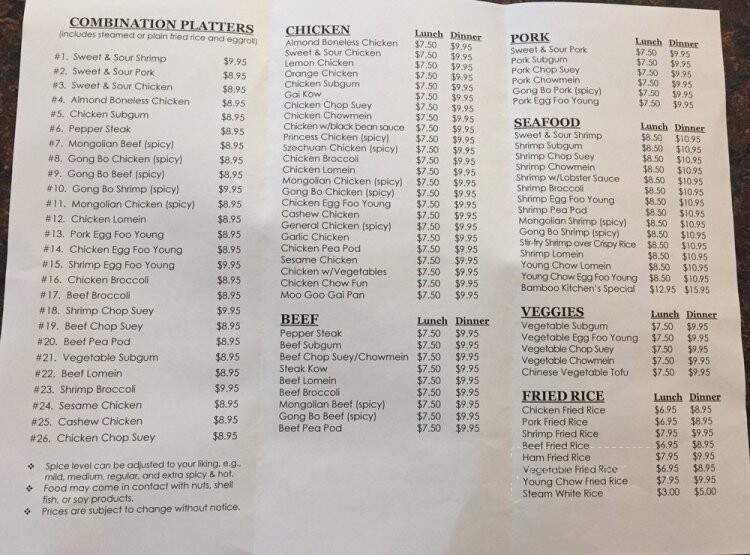 Wild Bamboo - Pine City, MN menu_pic