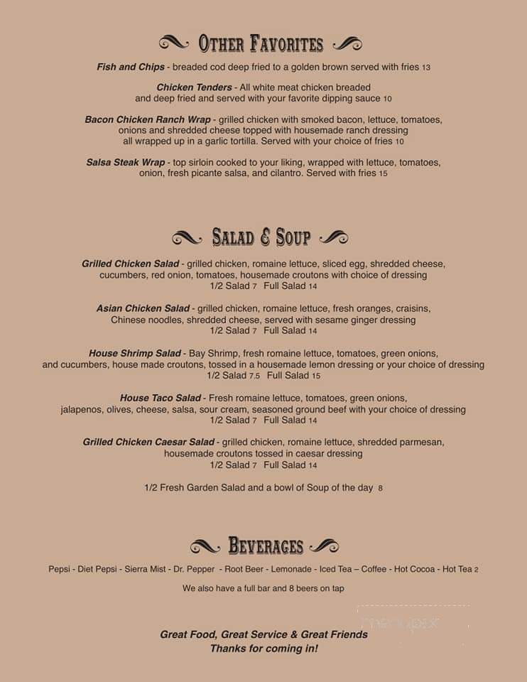 Pine Room Lounge - Burns, OR menu_pic