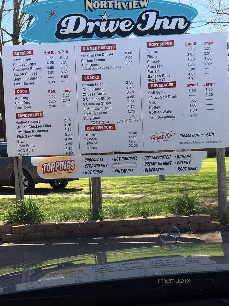 Northview Drive Inn - Webster, WI menu_pic
