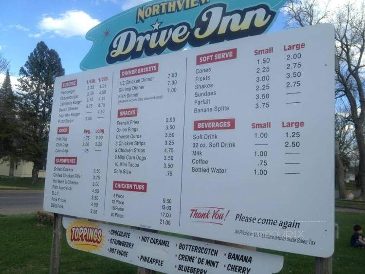 Northview Drive Inn - Webster, WI menu_pic
