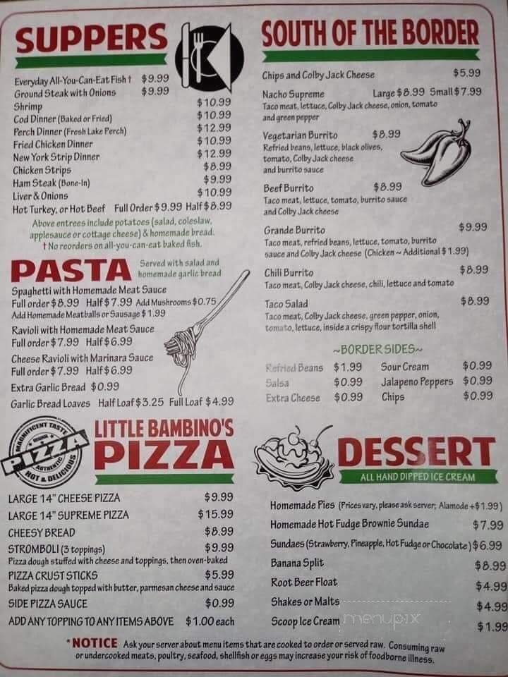 Tony's Original Restaurant - St Charles, MI menu_pic