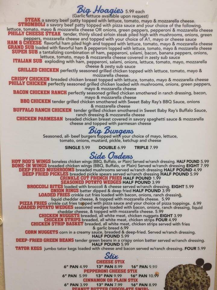 Hot Rod Pizza - Hindman, KY menu_pic