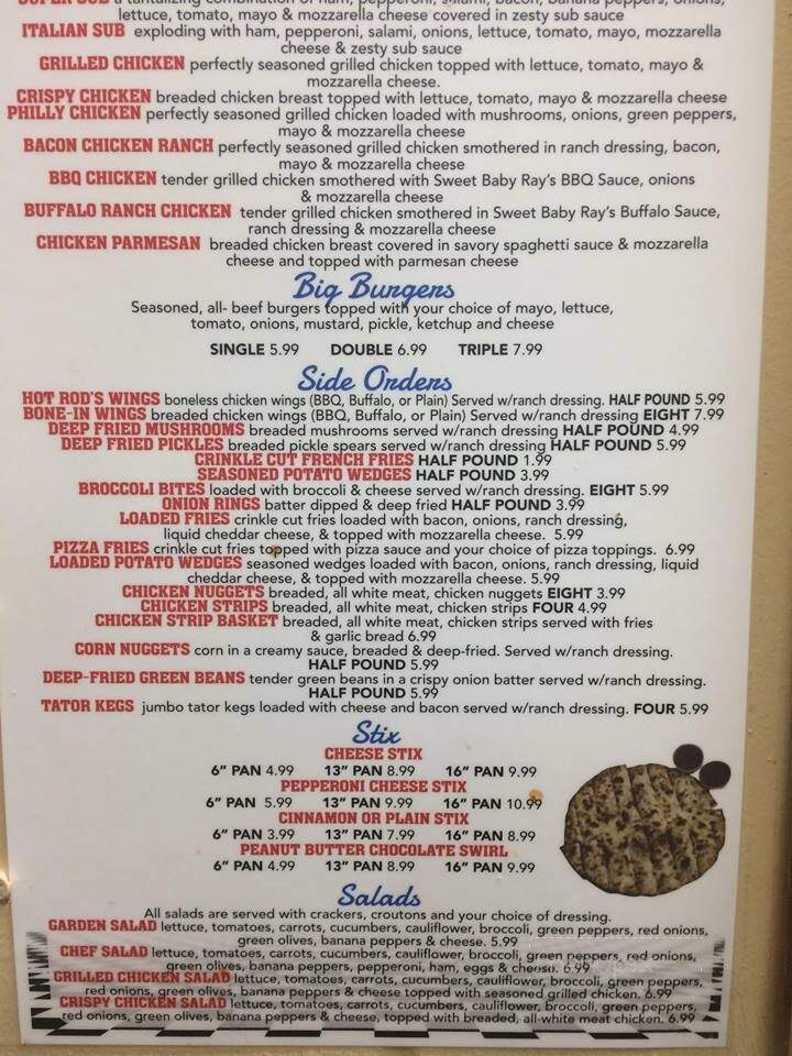 Hot Rod Pizza - Hindman, KY menu_pic