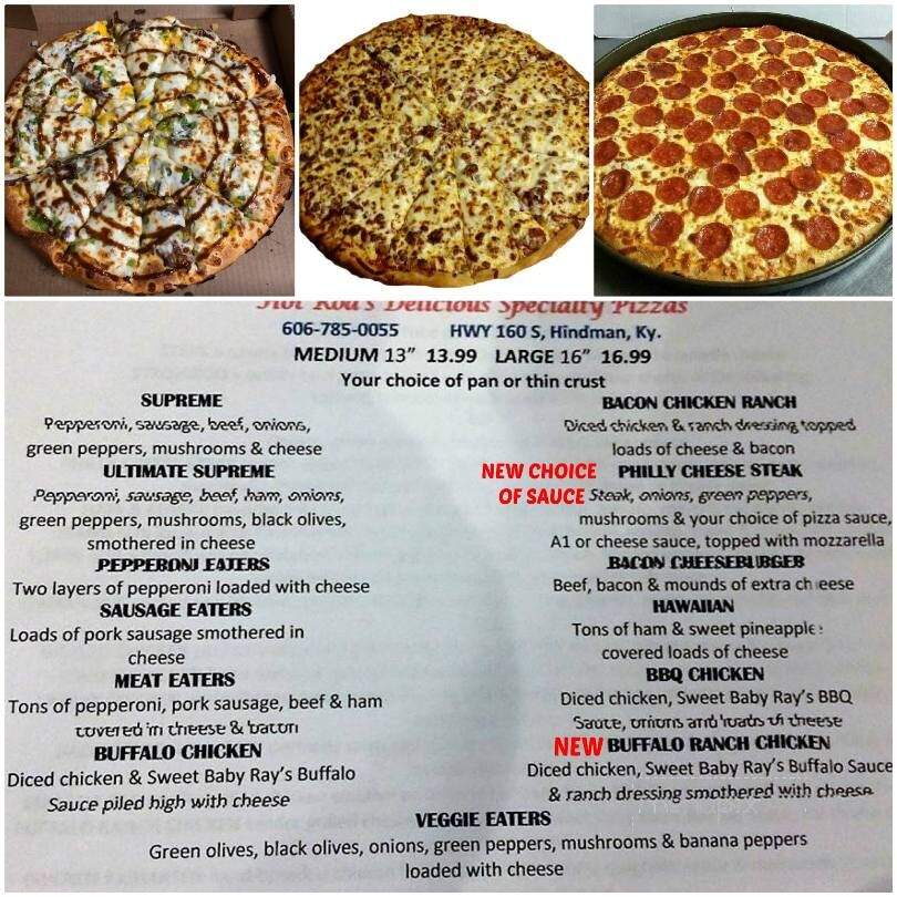 Hot Rod Pizza - Hindman, KY menu_pic