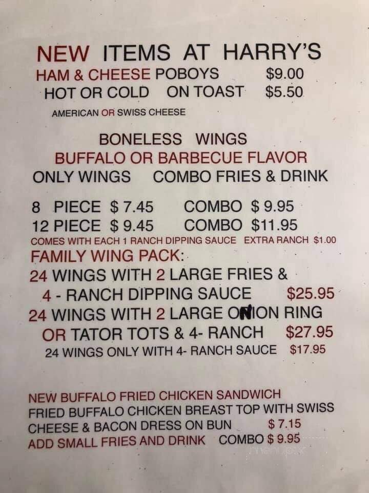 Harry's Po-Boys - Larose, LA menu_pic
