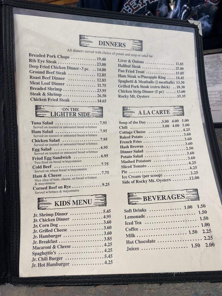 Menu of Log Cabin Restaurant & Lounge in Gering, NE 69341