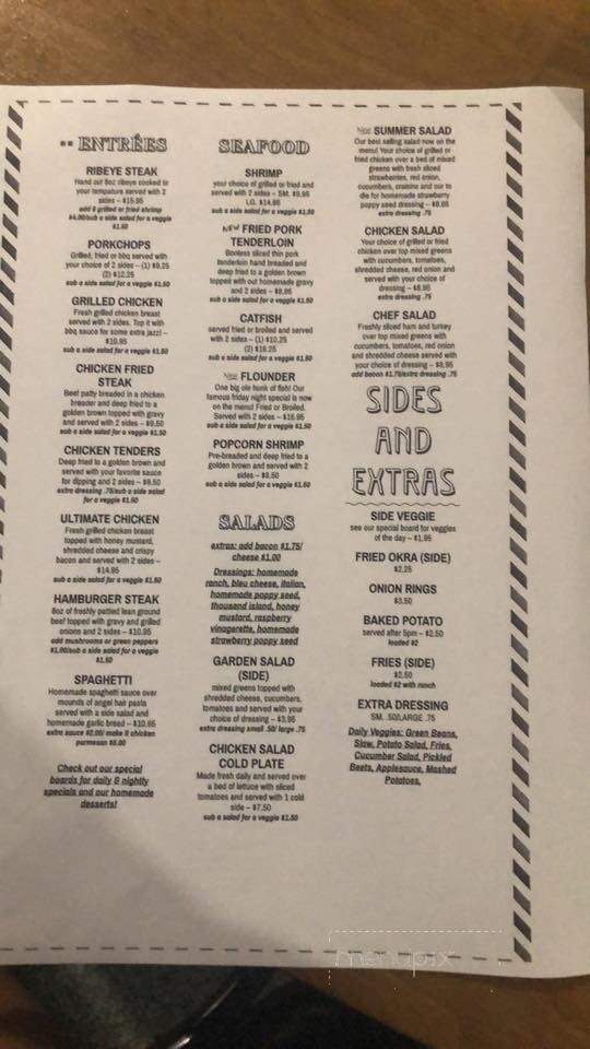 Track 1 Restaurant - Camden, NC menu_pic