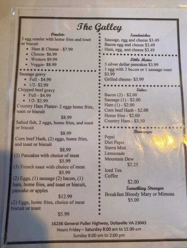 Galley - Deltaville, VA menu_pic