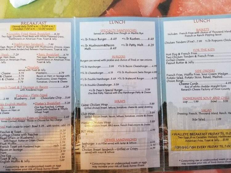 Dairy Dean's Family Restaurant - Algoma, WI menu_pic