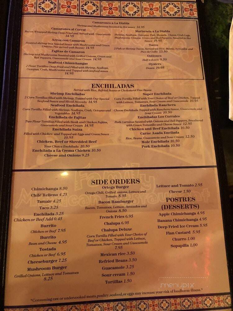 Los Corrales - Show Low, AZ menu_pic