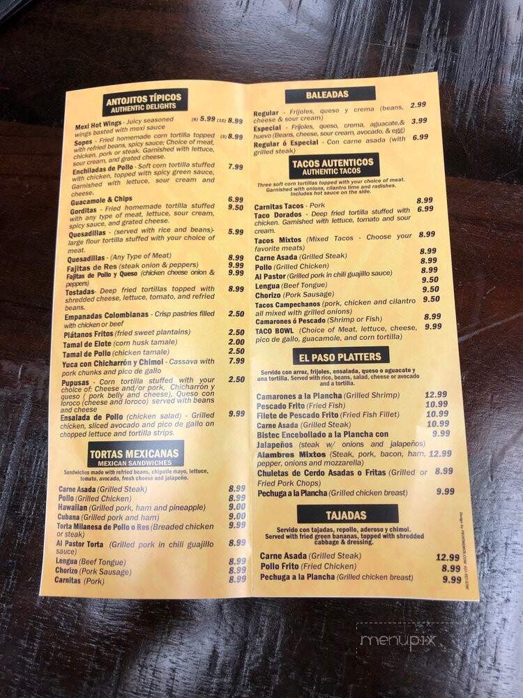 El Paso Taco Grill II - Copiague, NY menu_pic