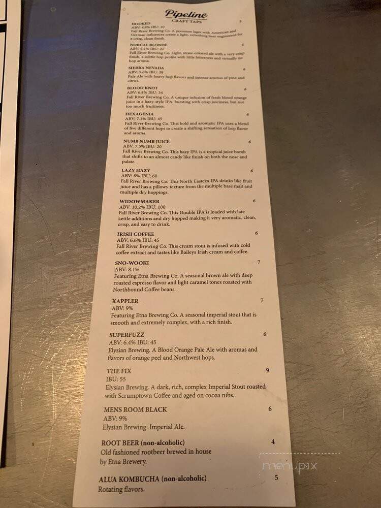 Pipeline Craft Taps & Kitchen - Mount Shasta, CA menu_pic