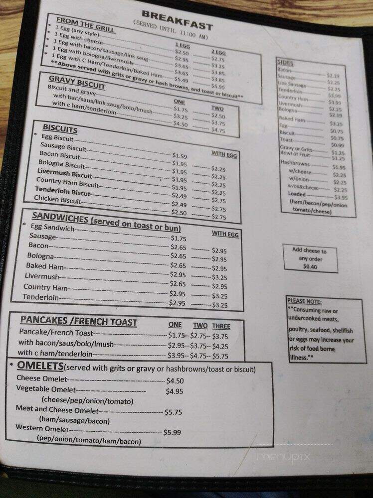Debbie's Snack Bar Union Grove - Harmony, NC menu_pic
