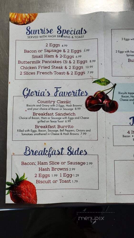 Gloria's - Hyrdro, OK menu_pic