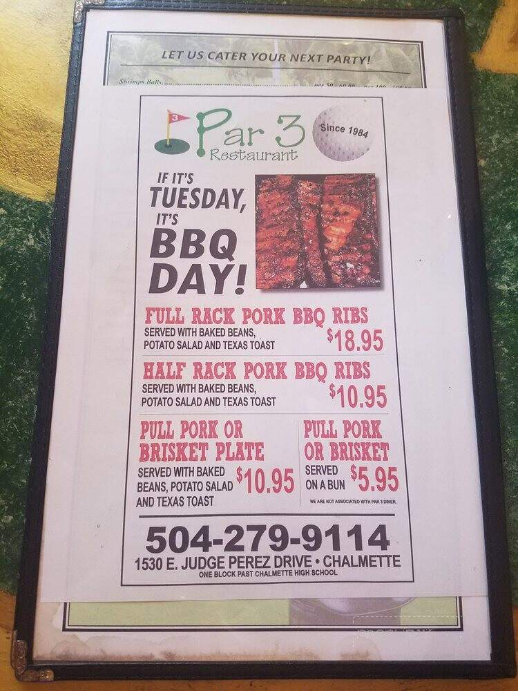 Par 3 Restaurant & Lounge - Chalmette, LA menu_pic