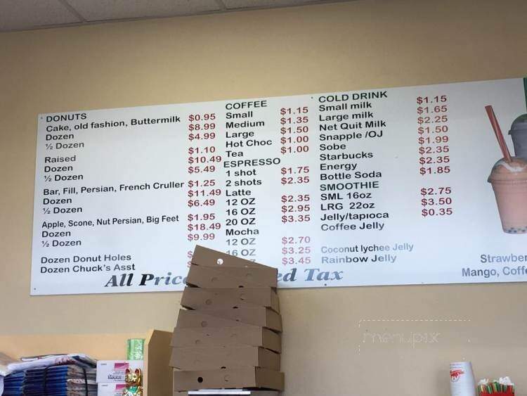 Chuck's Donut Shop - Renton, WA menu_pic