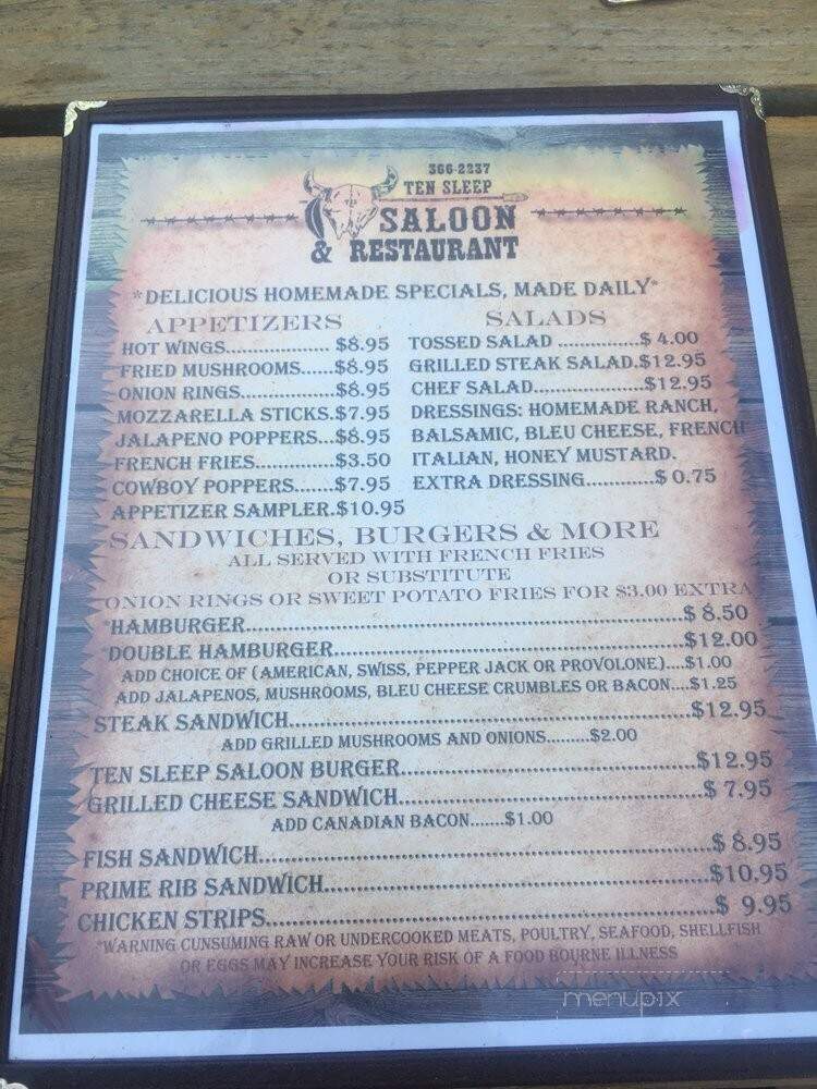 Ten Sleep Saloon & Steakhouse - Ten Sleep, WY menu_pic