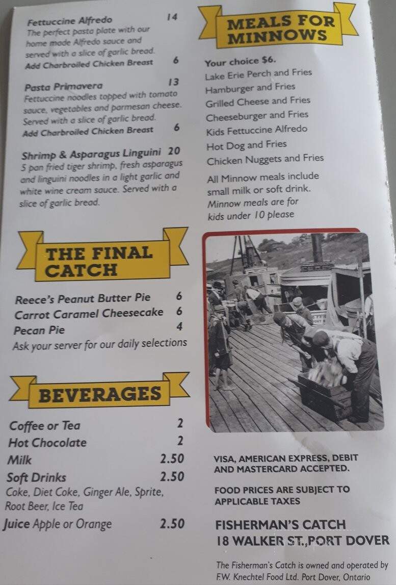 Fisherman's Catch Bar & Restaurant - Norfolk, ON menu_pic