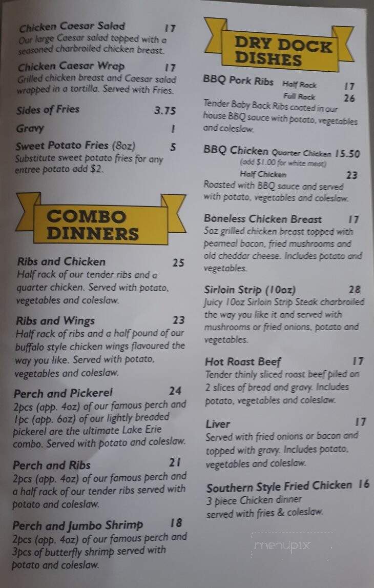 Fisherman's Catch Bar & Restaurant - Norfolk, ON menu_pic