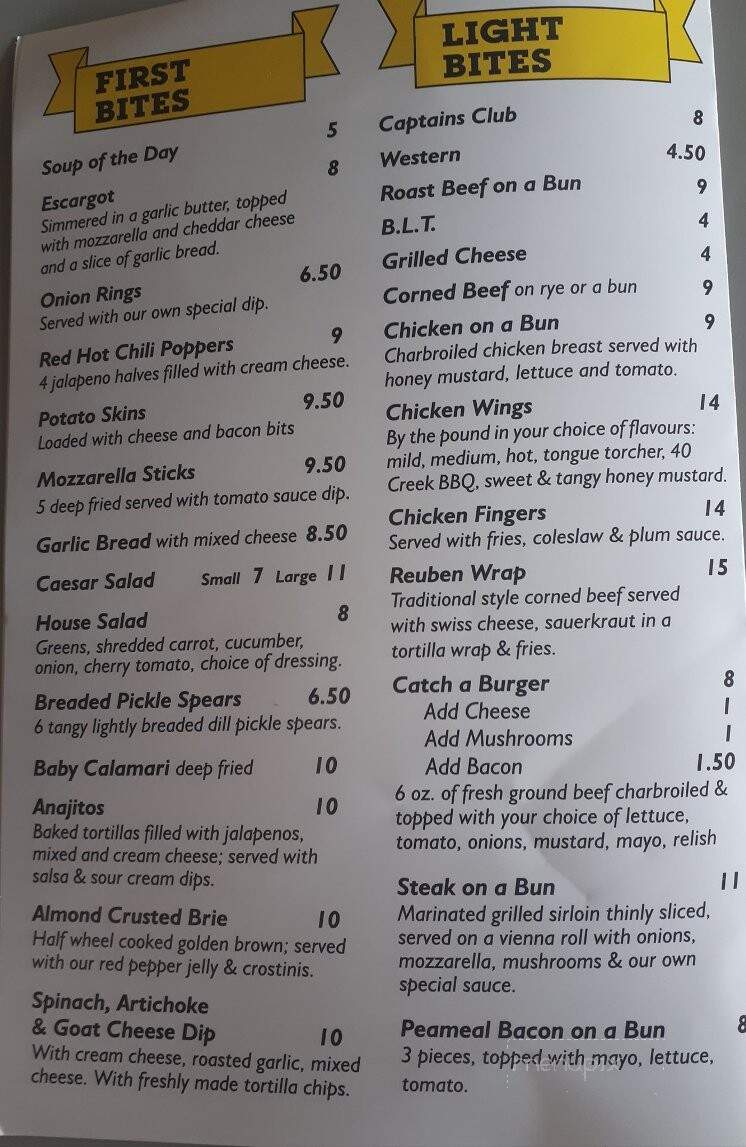 Fisherman's Catch Bar & Restaurant - Norfolk, ON menu_pic