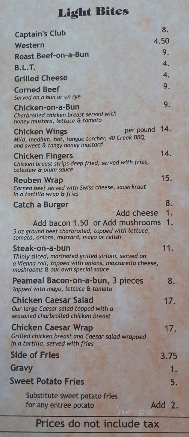 Fisherman's Catch Bar & Restaurant - Norfolk, ON menu_pic