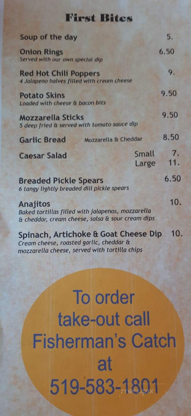 Fisherman's Catch Bar & Restaurant - Norfolk, ON menu_pic