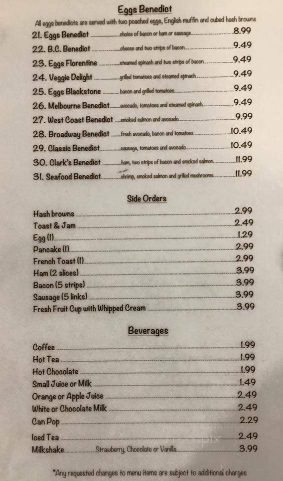 Clark's Restaurant - Sherwood Park, AB menu_pic