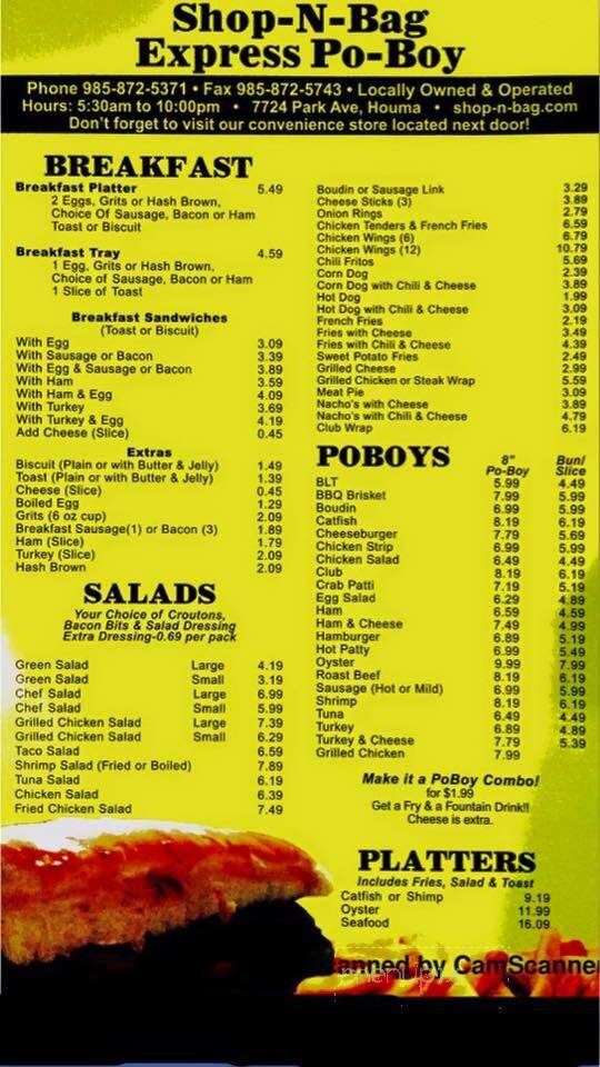 Shop-N-Bag - Houma, LA menu_pic