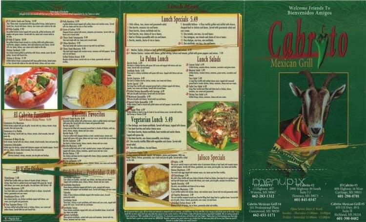El Cabrito Mexican Restaurant - Florence, MS menu_pic