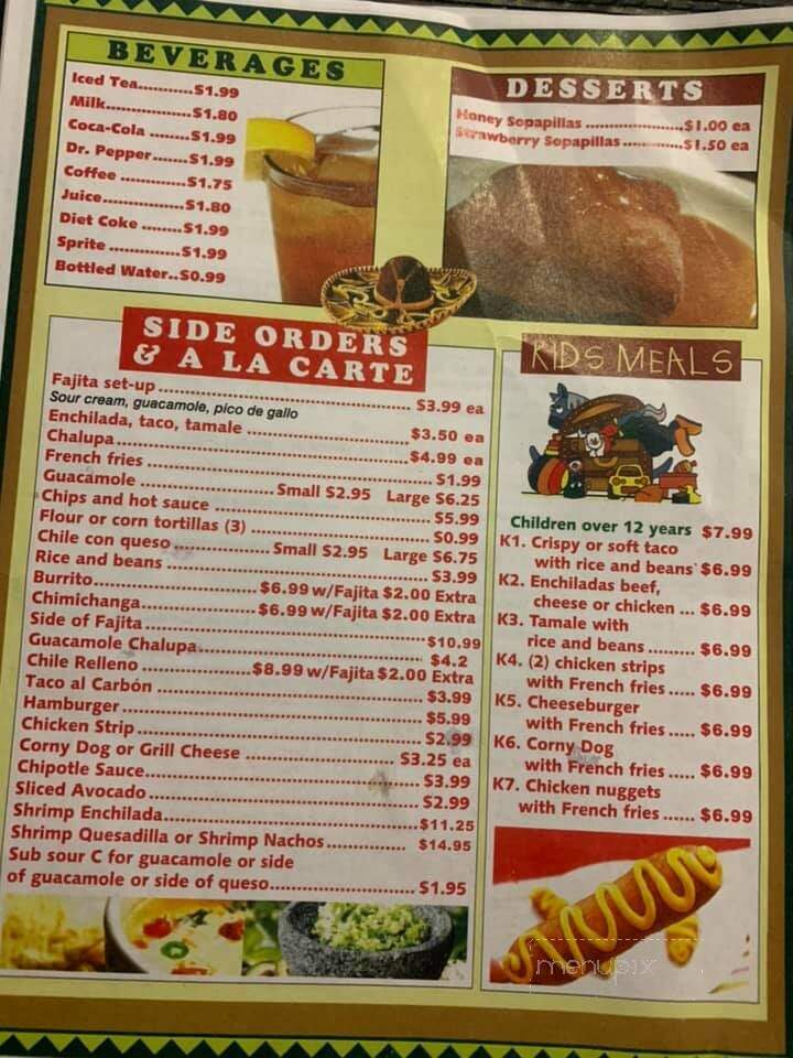 El Presidente - Brownsboro, TX menu_pic