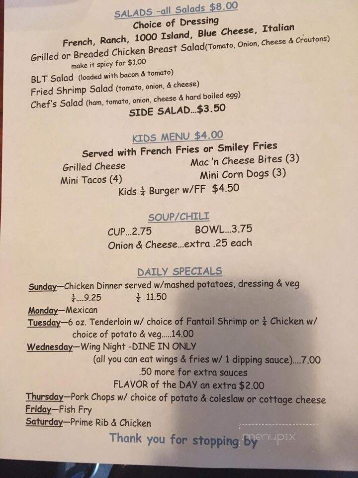 Lake View Inn - Pelican Lake, WI menu_pic