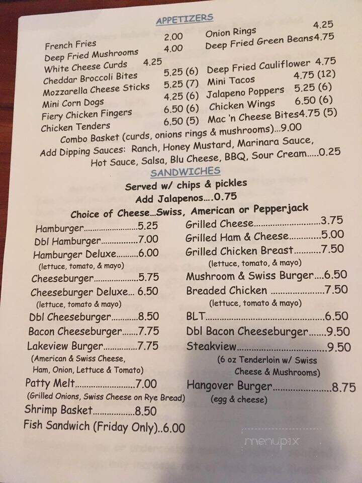 Lake View Inn - Pelican Lake, WI menu_pic
