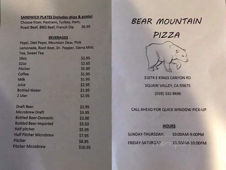 Bear Mountain Pizza - Squaw Valley, CA