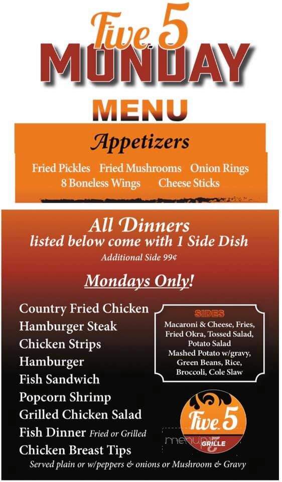 Five 5 Grille - Hilliard, FL menu_pic