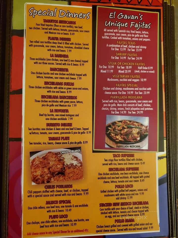 El Gavan - Oologah, OK menu_pic