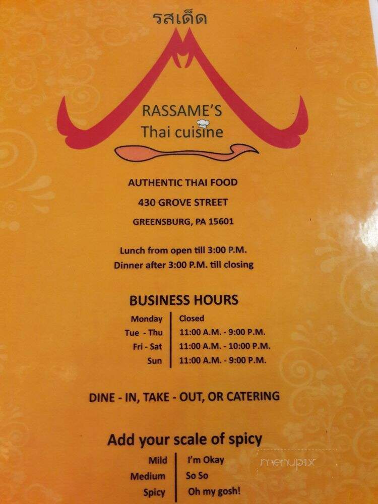 Rassame's Thai Cuisine - Greensburg, PA