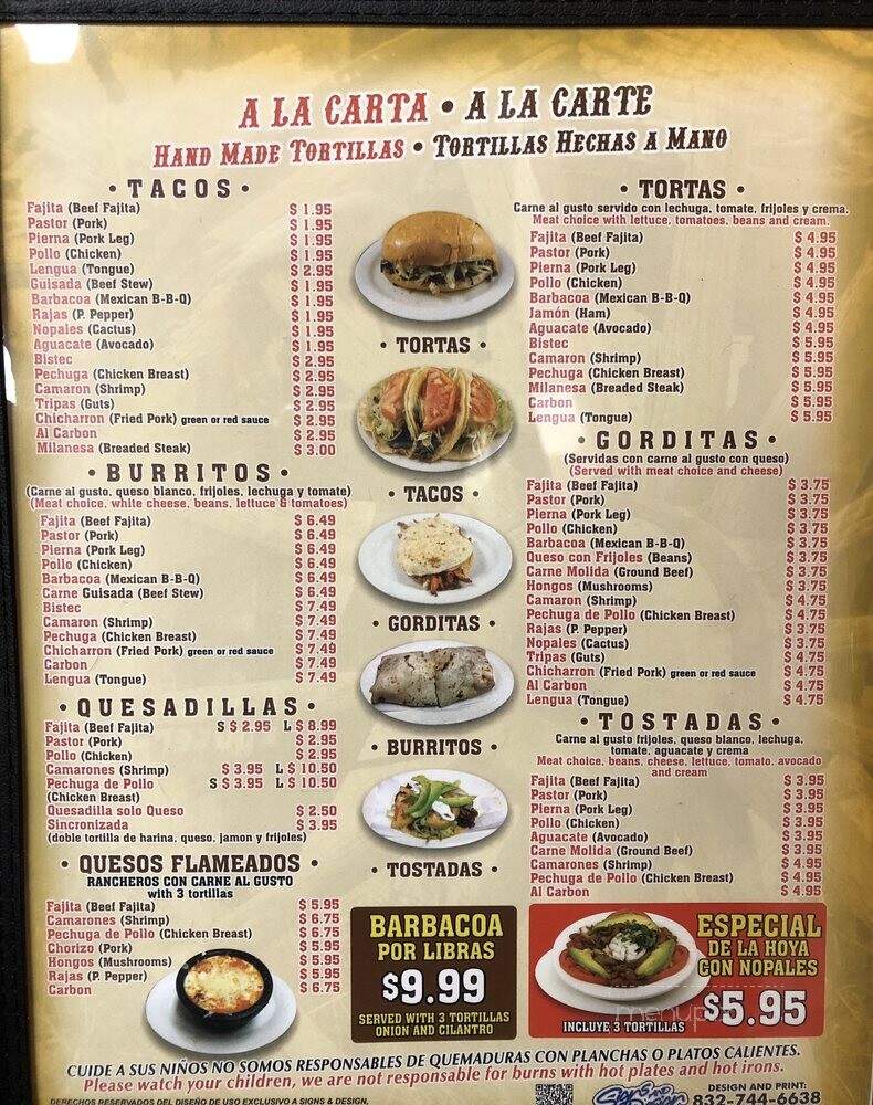 Rancho's Taquieria - Dickinson, TX menu_pic