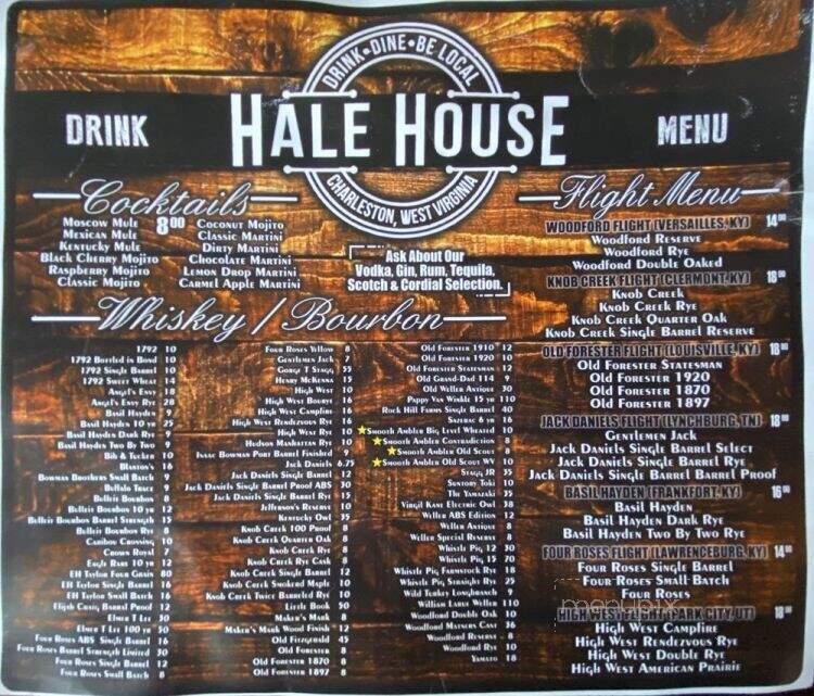 Hale House - Charleston, WV menu_pic