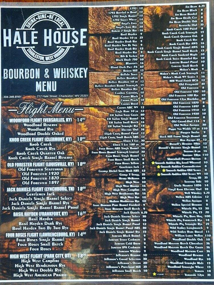 Hale House - Charleston, WV menu_pic
