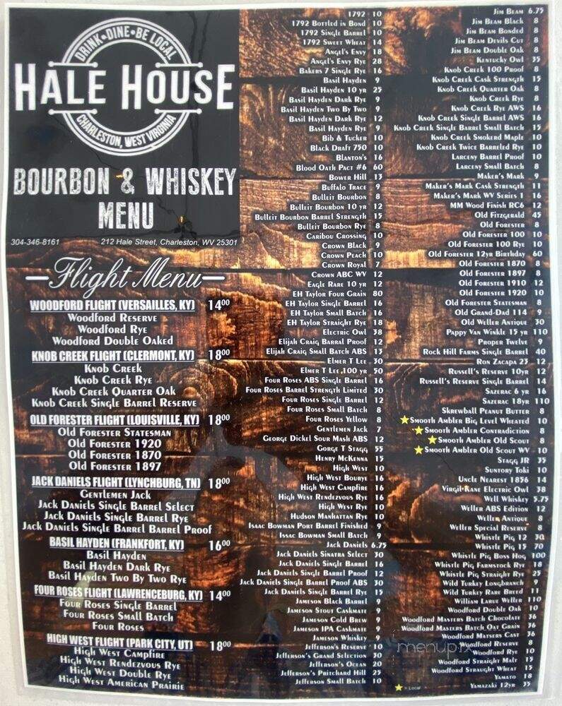 Hale House - Charleston, WV menu_pic
