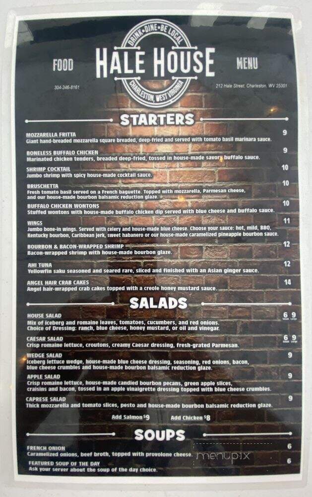 Hale House - Charleston, WV menu_pic