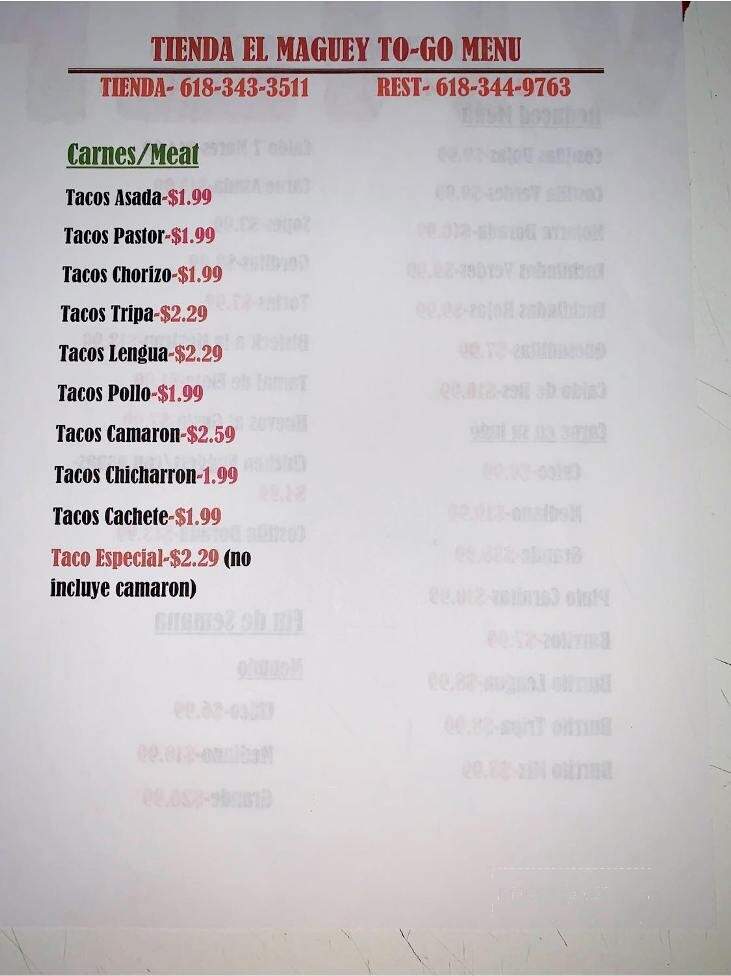 Tienda el Maguey - Collinsville, IL menu_pic