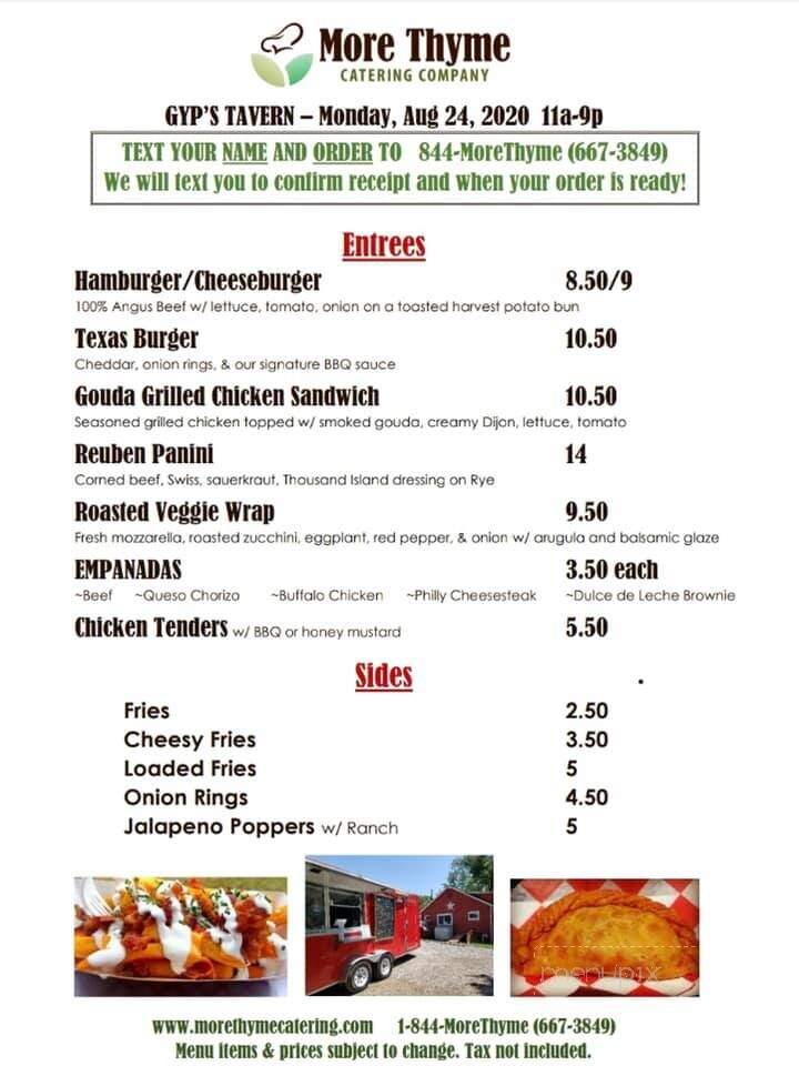 Gyp's Tavern - Branchville, NJ menu_pic
